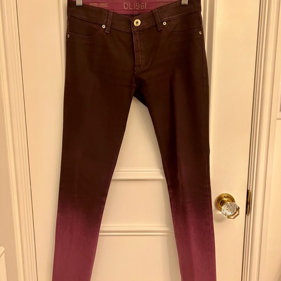 DL1961 Emma burgundy ombré waxed skinny jeans - Picture 2 of 8
